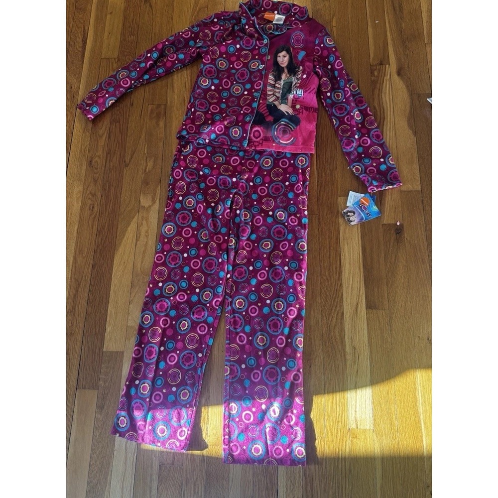 Nickelodeon Girls iCarly Pajama Set Colorful Circles‎ Girls 14/16 NWT 2009 LS